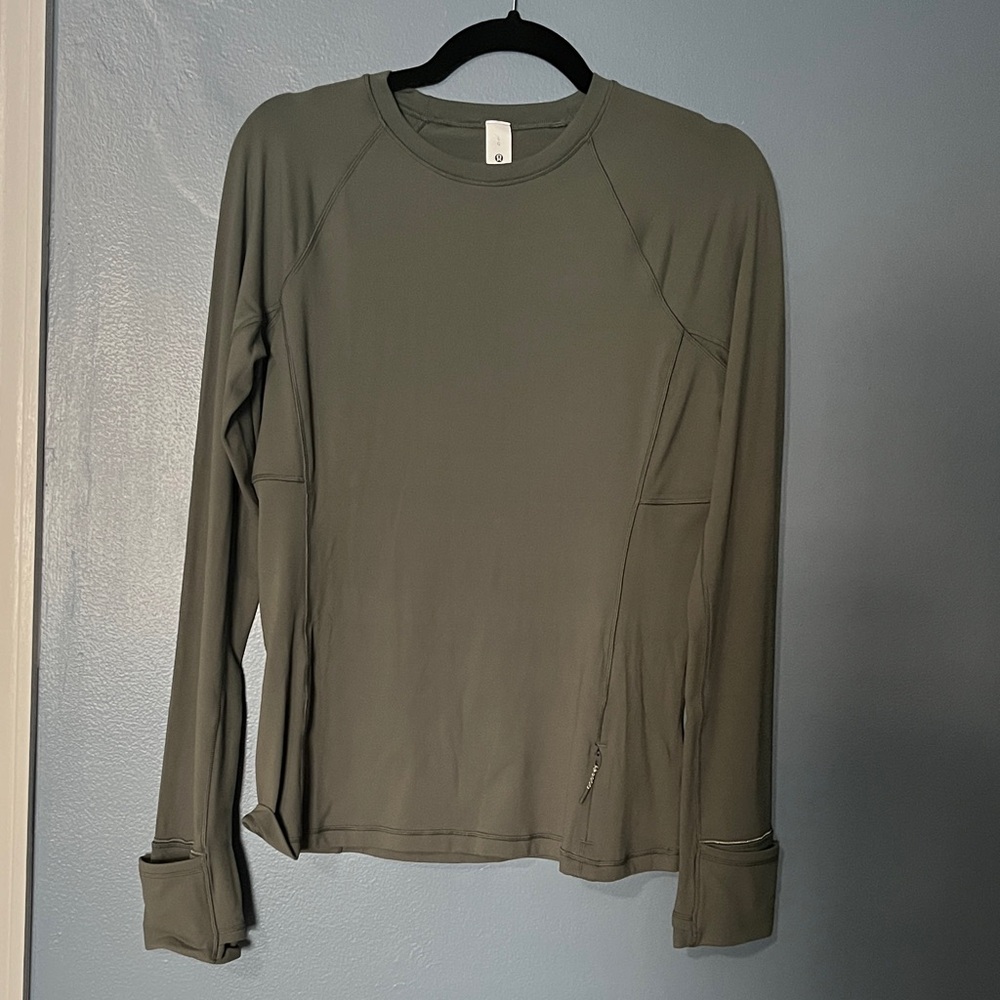 NWT Lululemon Large It’s Rulu Long Sleeve Athletic Top Palm Deco Olive Green